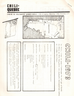 Bulletin Chili-Québec Informations Nº 1 Octobre 1973 / Courtoisie de Suzanne Chartrand – Comité Québec-Chili