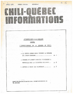 Bulletin Chili-Québec Informations Nº18 Avril 1976 / Courtoisie de Suzanne Chartrand – Comité Québec-Chili
