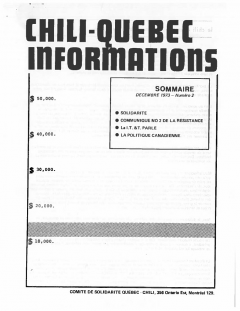 Bulletin Chili-Québec Informations Nº2 Décembre 1973