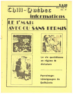 Bulletin Chili-Québec Informations Nº37 Mai – Juin 1979 / Courtoisie de Suzanne Chartrand – Comité Québec-Chili