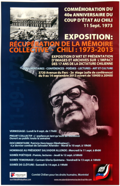 Exposition “Récupération de la mémoire collective” Chili 1973-2003/ Courtoisie du Comité chilien pour les droits humains