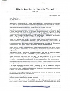 Carta del EZLN al presidente Vicente Fox, 2 de diciembre de 2000