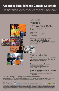 Colloque public sur l’Accord de libre-échange Canada-Colombie, 14 novembre 2008