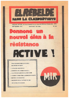 Bulletin El Rebelde du Mouvement de la gauche révolutionnaire MIR Septembre 1974 / Courtoisie de Nancy Thède
