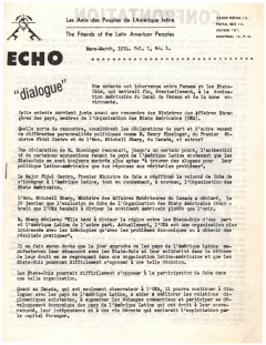 Bulletin Echo Vol1 Nº1 Mars 1974 / Courtoisie de Nancy Thède