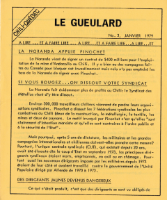 Le Gueulard Nº 3 Janvier 1979 / Courtoisie de Suzanne Chartrand – Comité Québec-Chili