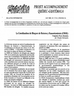 Bulletin d’information PAQG Vol.3 Nº2 Avril 1996 / Courtoisie du Projet Accompagnement Québec-Guatemala