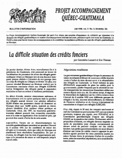 Bulletin d’information PAQG  Vol.3 Nº 5 Juin 1996 / Courtoisie du Projet Accompagnement Québec-Guatemala