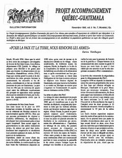 Bulletin d’information PAQG Vol.3 Nº7 Novembre 1996 / Courtoisie du Projet Accompagnement Québec-Guatemala