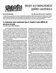 Bulletin d’information PAQG Vol.4 Nº1 Décembre 1996 – Janvier 1997 / Courtoisie du Projet Accompagnement Québec-Guatemala