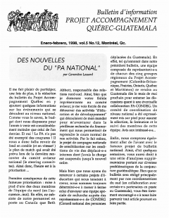 Bulletin d’information PAQG Vol.5 Nº12 Janvier – Février 1998 / Courtoisie du Projet Accompagnement Québec-Guatemala