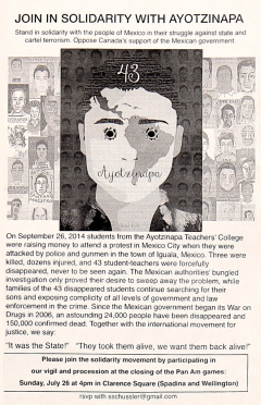 Vigile de solidarité avec les 43 faltan d’Ayotzinapa, 26 juillet 2015, Toronto