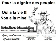 Action devant la GRC et soirée video-forum, en mémoire de Mariano Abarca, 27 novembre 2012