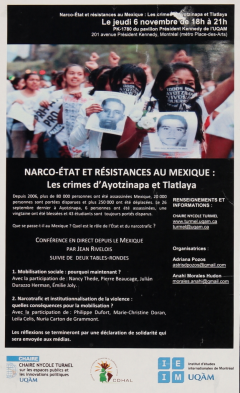 Narco-État et résistance au Mexique, Les crimes d’Ayotzinapa et Tlatlaya, tables-rondes à l’UQUAM, jeudi 6 novembre, 2014