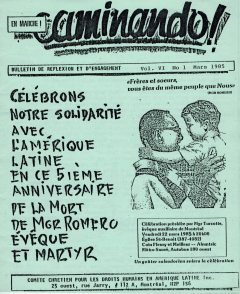 5ième anniversaire de la mort de Mgr Romero, Caminando, vol. 6, no.1, mars 1985_couverture
