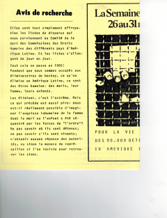 La semaine du disparu du 26 au 31 mai 1985. Caminando, vol.6, no.2, pp.14-15