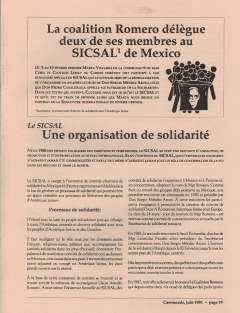 Le SICSAL, une organisation de solidarité. Caminando, vol. 13, no.3, pp.19 à 21 et 26, juin 1993