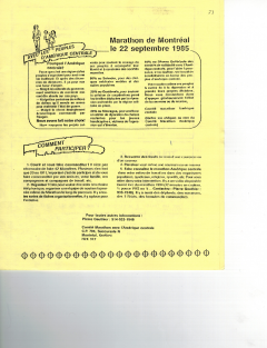 Marathon de Montréal du 22 septembre 1985. Caminando, vol.6, no.3, p.23
