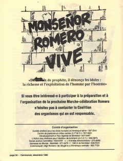Monseñor Romero vive! Caminando, vol.10, no.4, p.34, décembre 1989