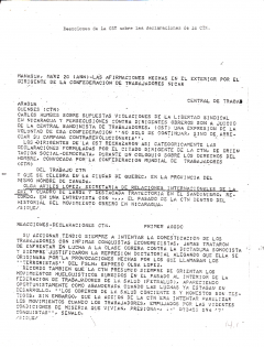 Reacciones de la CST sobre las declaraciones de la CTN, 20 mars 1980