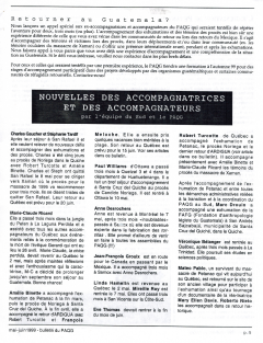 Retourner au Guatemala et L’exhumation de Petanac. Bulletin du PAQG, mai-juin 1999, pp.5 et 7