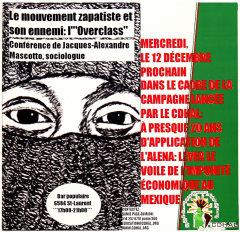 Conférence Le mouvement zapatiste et son ennemi l’Overclass, CDHAL, 12 décembre 2012
