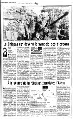 Le Chiapas est devenu le symbole des élections. La Presse, 20 août 1994