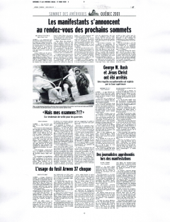 Les manifestants s’annoncent au rendez-vous des prochains sommets. La Presse, 22 avril 2001