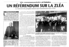 Un référendum sur la ZLÉA. L’Artisan, 2 mai 2001